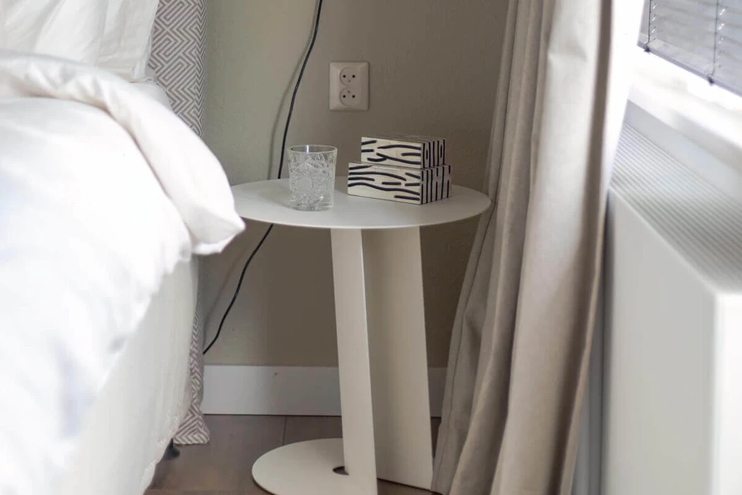 Side table in bedroom