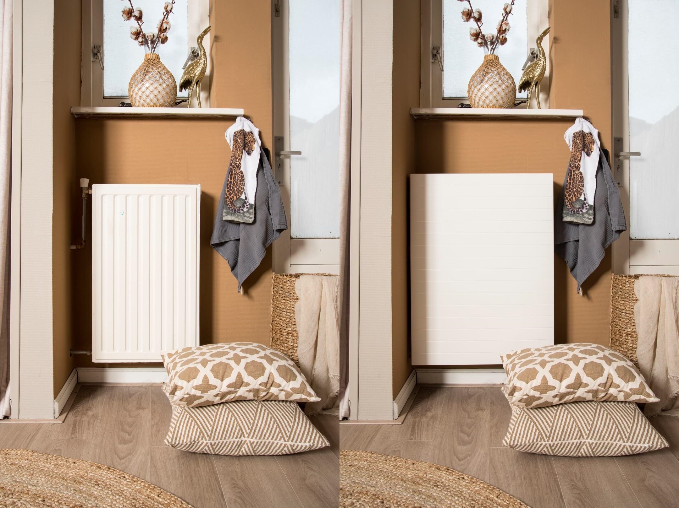 Radiatorombouw Sentimo 'The Original' in RAL 9010 - 5,6 x 85 x 45 cm - Uitvoering Groove