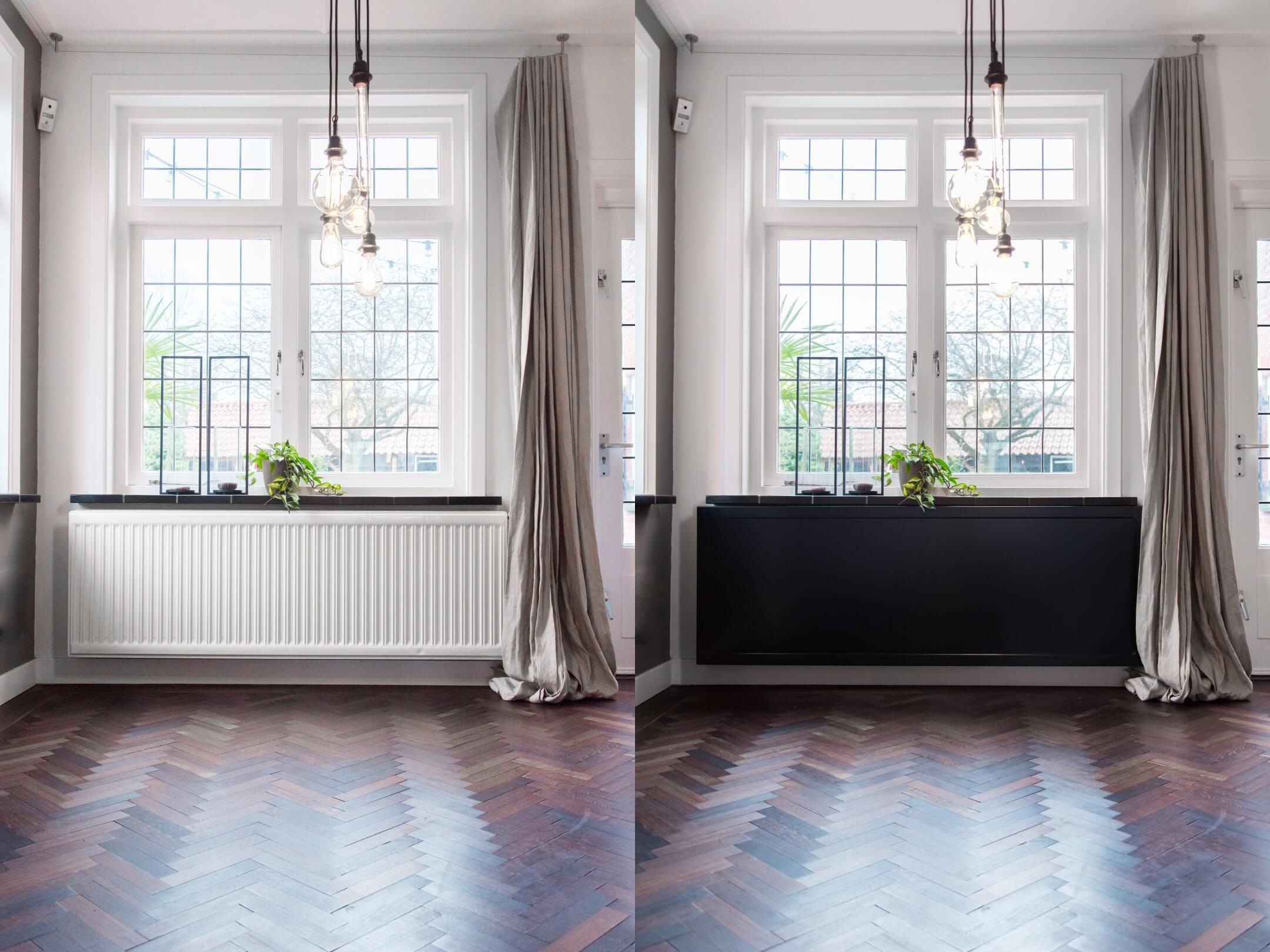 Radiatorombouw Sentimo 'The Original' in RAL 9005 - 10,7 x 65 x 185 cm - Uitvoering Classic